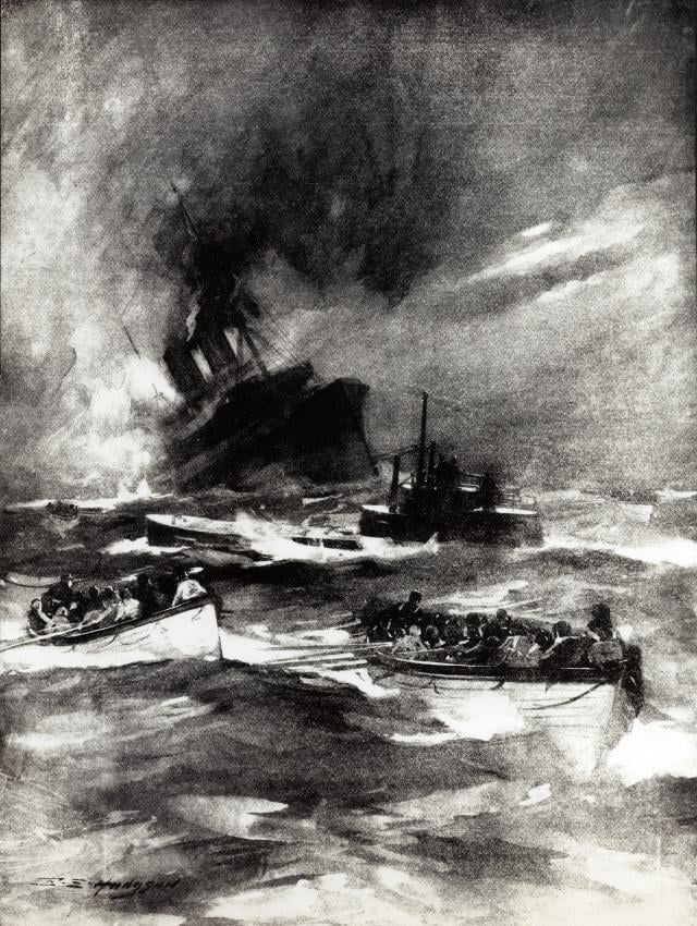 An artistic representation of the sinking.
