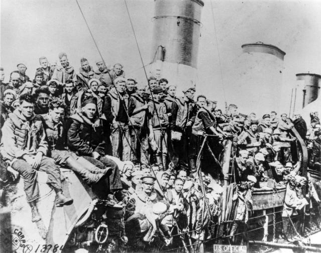 Survivors of the President Lincoln on board the USS Warrington
